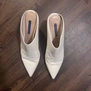 Stuart Weitzman white leather Mira Mule